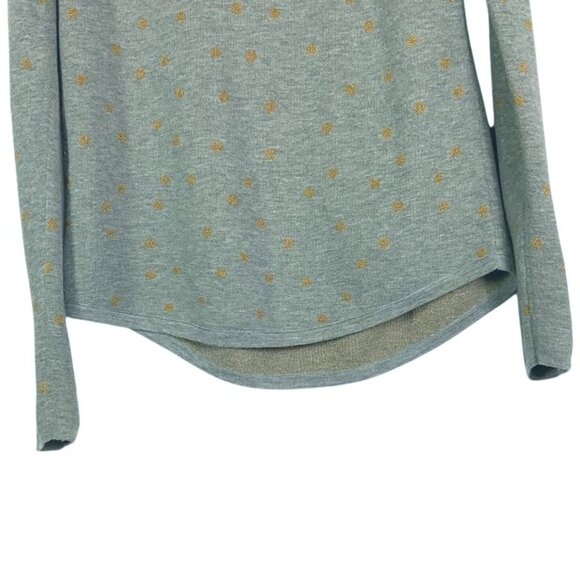 LOFT Gray Knit Pullover Sweater with Gold Foil Polka Dots, Medium - Picture 3 of 7